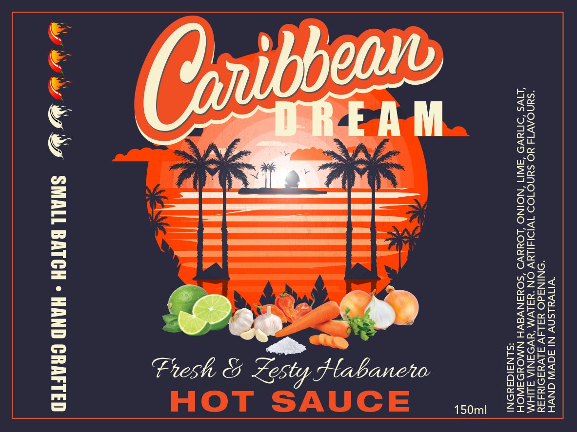 Caribbean Dream hot sauce label