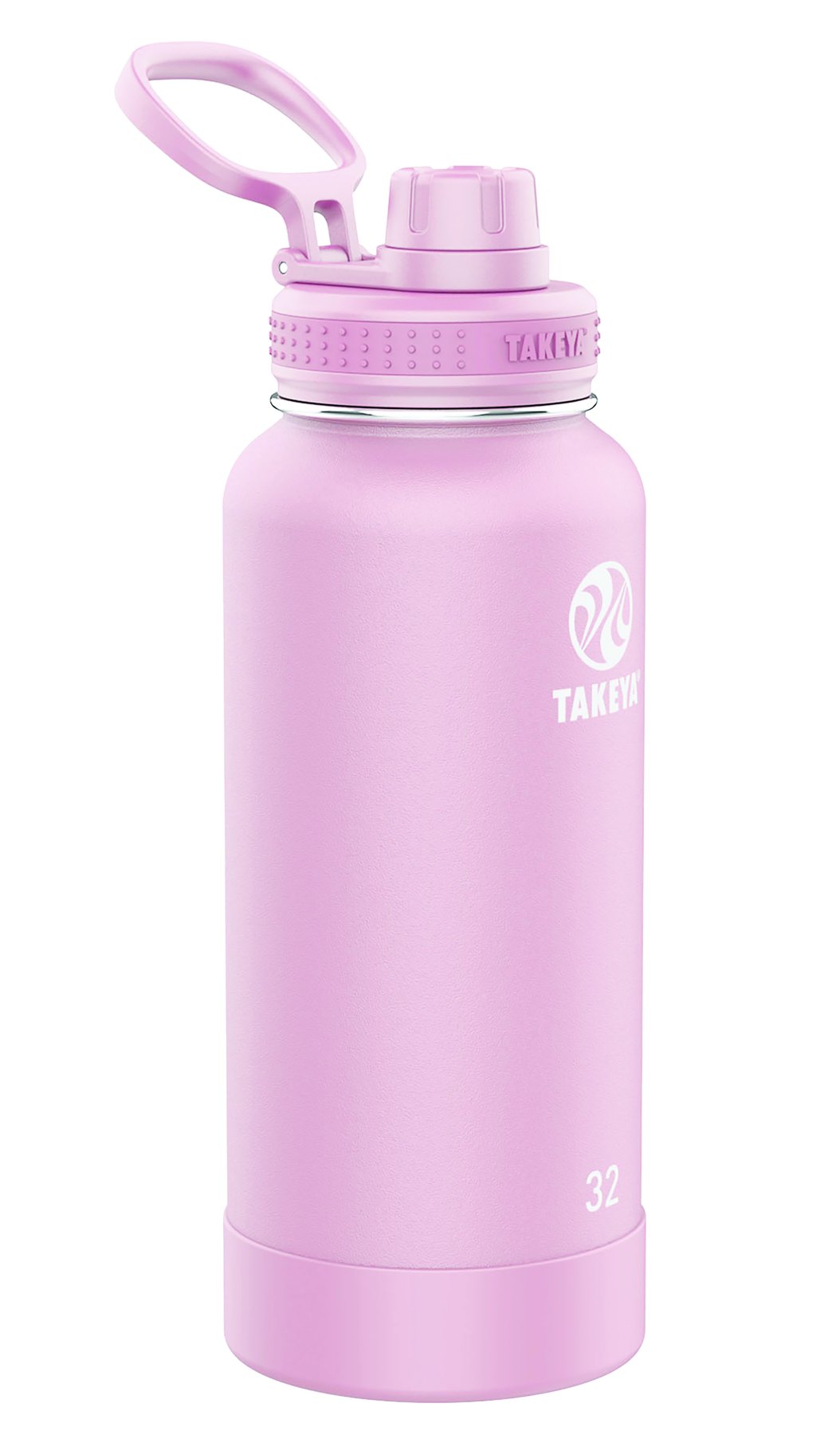 Pink Takeya 32oz insulated bottle with a spout lid and carry handle