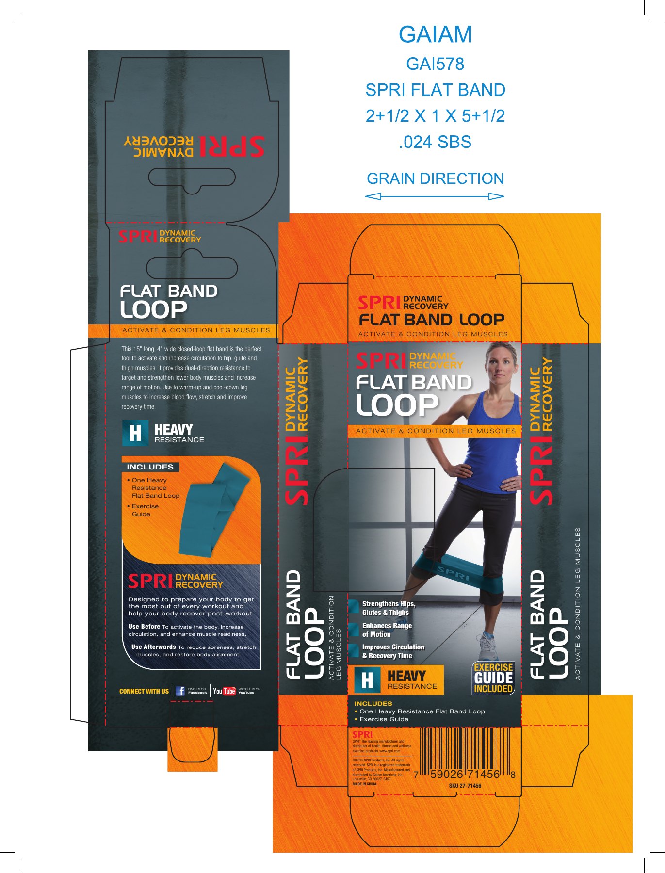 Flat print artwork and die-line for the SPRI Dynamic Recovery Flat Band Loop box