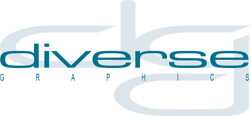Diverse Graphics logo with interlocking d and g letterforms and teal wordmark