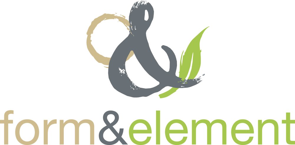 form and element logo with a brushed ampersand and leaf