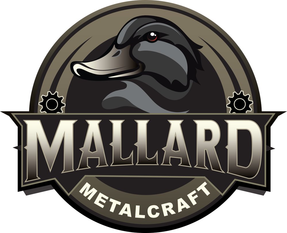 Mallard Metalcraft logo: a mallard duck head in a circular badge with gear details and a banner